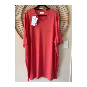 NWT Lacoste Pima Cotton V-neck Tee Mens 3XLT